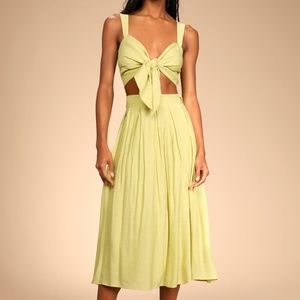 Lulus Spanish Steps Lime Green Sleeveless Tie-Front Two-Piece Dress
